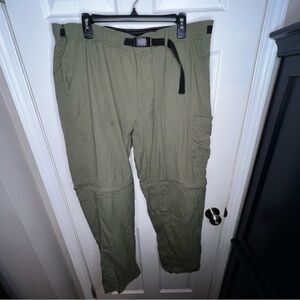 Alpine Design Men’s X Large Convertible Pants Green Zip Off Shorts Belt Nylon XL